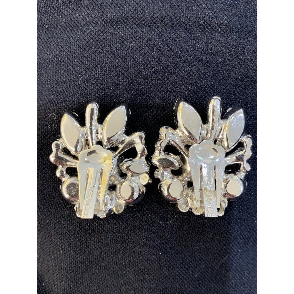 EISENBERG Vintage‎ Crystal Rhinestone Climber Clip-on Earrings Circa 1950 Signed - Picture 8 of 10